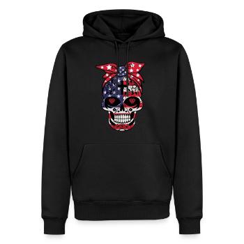 US-Flagge Muertos Tag der Toten Halloween - Männer Premium Bio Hoodie - Schwarz - Vorne - Nico (187cm)