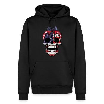 US-Flagge Skelett Muertos Tag der Toten Halloween - Männer Premium Bio Hoodie - Schwarz - Vorne - Nico (187cm)