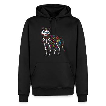 Chat effrayant Floral Muertos Jour Des Morts Halloween - Sweat à capuche Premium bio Homme - noir - Devant - Nico (187cm)