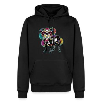 Carlin Floral Squelette Muertos Jour Des Morts Halloween - Sweat à capuche Premium bio Homme - noir - Devant - Nico (187cm)