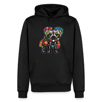 Carlin Floral Squelette Muertos Jour Des Morts - Sweat à capuche Premium bio Homme - noir - Devant - Nico (187cm)