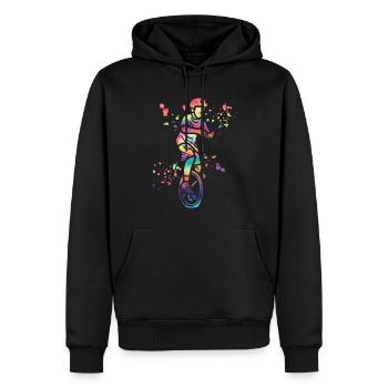 Unicycliste monocycle monocycle - Sweat à capuche Premium bio Homme - noir - Devant - Nico (187cm)