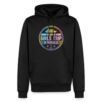 Attention Girls Trip en cours - Sweat à capuche Premium bio Homme - noir - Devant - Nico (187cm)