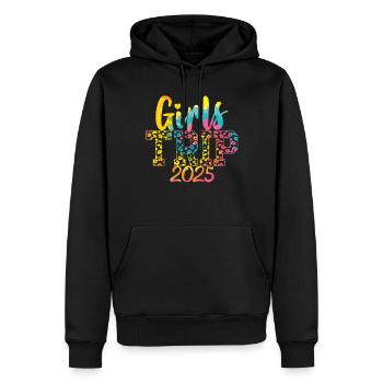 Week-end Filles Femmes Filles Voyage 2025 - Sweat à capuche Premium bio Homme - noir - Devant - Nico (187cm)