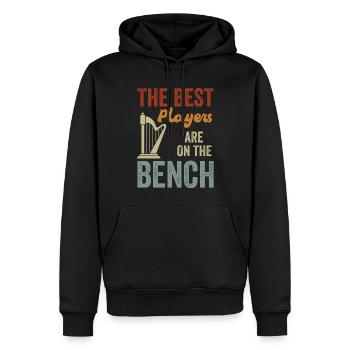 Die Besten Spieler Sitzen Auf Der Bank Harfe - Männer Premium Bio Hoodie - Schwarz - Vorne - Nico (187cm)
