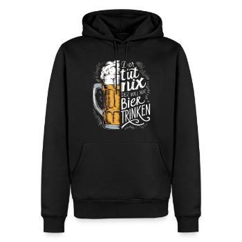 Il ne fait rien, il veut juste boire de la bière - Sweat à capuche Premium bio Homme - noir - Devant - Nico (187cm)