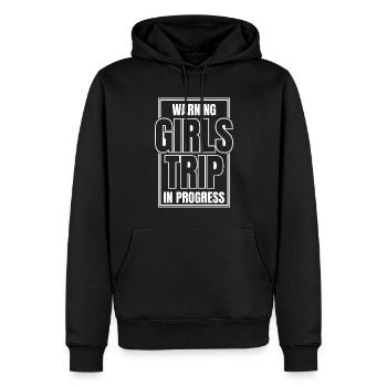 Attention Girls Trip en cours - Sweat à capuche Premium bio Homme - noir - Devant - Nico (187cm)