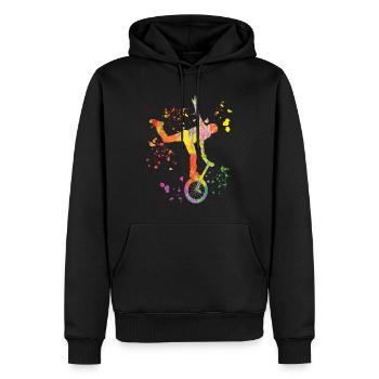 Unicycliste monocycle monocycle - Sweat à capuche Premium bio Homme - noir - Devant - Nico (187cm)