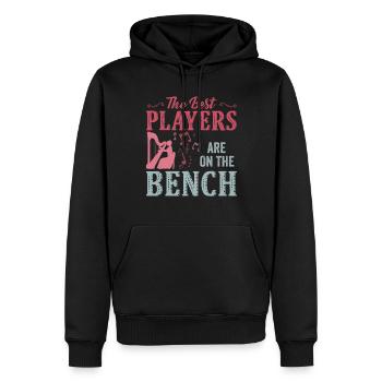 Die Besten Spieler Sitzen Auf Der Bank Harfe - Männer Premium Bio Hoodie - Schwarz - Vorne - Nico (187cm)
