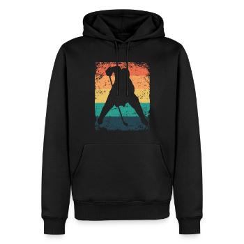 Eishockeyspieler Vintage Eishockey - Männer Premium Bio Hoodie - Schwarz - Vorne - Nico (187cm)