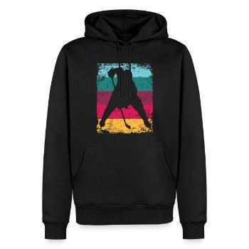 Eishockeyspieler Vintage Eishockey - Männer Premium Bio Hoodie - Schwarz - Vorne - Nico (187cm)