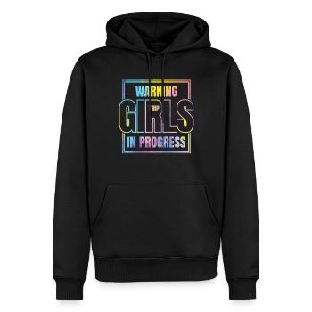 Attention Girls Trip en cours - Sweat à capuche Premium bio Homme - noir - Devant - Nico (187cm)