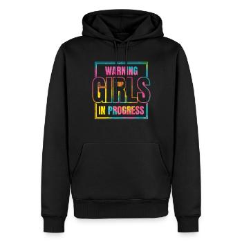 Attention Girls Trip en cours - Sweat à capuche Premium bio Homme - noir - Devant - Nico (187cm)