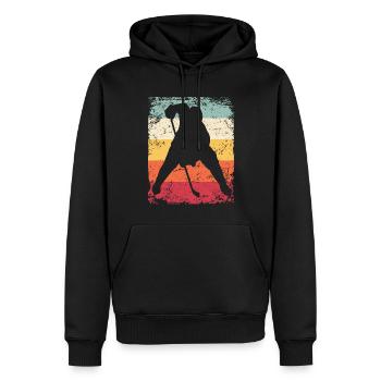 Eishockeyspieler Vintage Eishockey - Männer Premium Bio Hoodie - Schwarz - Vorne - Nico (187cm)