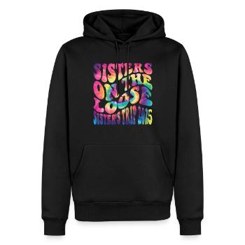 Voyage des sœurs en fuite 2025 - Sweat à capuche Premium bio Homme - noir - Devant - Nico (187cm)