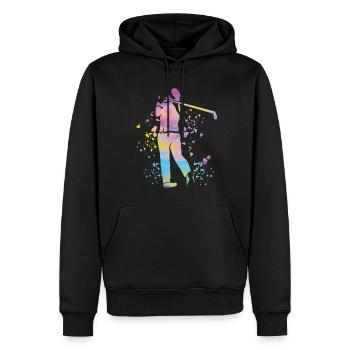 Golfer Colorsplash Kinder Miniaturgolf - Männer Premium Bio Hoodie - Schwarz - Vorne - Nico (187cm)