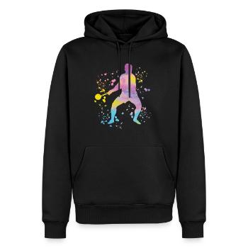 Hammerwerfer Colorsplash Hammerwerfen - Männer Premium Bio Hoodie - Schwarz - Vorne - Nico (187cm)