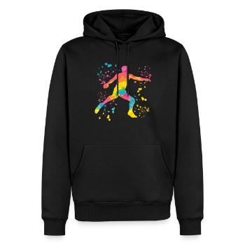 Diskuswerfer Colorsplash Diskuswurf - Männer Premium Bio Hoodie - Schwarz - Vorne - Nico (187cm)