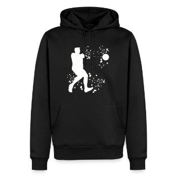 Hammerwerfer Colorsplash Hammerwerfen - Männer Premium Bio Hoodie - Schwarz - Vorne - Nico (187cm)