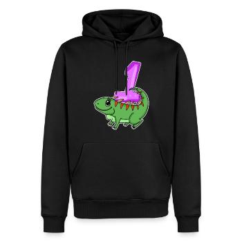 1 an - Inscription à l’école - Motif Iguane - Numéro 1 - Sweat à capuche Premium bio Homme - noir - Devant - Nico (187cm)