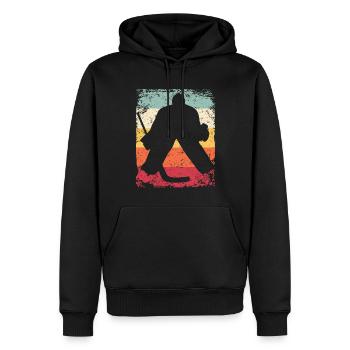 Eishockeyspieler Vintage Eishockey - Männer Premium Bio Hoodie - Schwarz - Vorne - Nico (187cm)