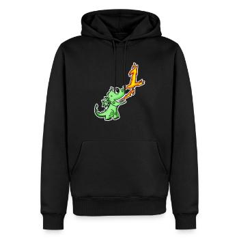 1 an - Inscription à l’école - Motif Dragon - Numéro 1 - Sweat à capuche Premium bio Homme - noir - Devant - Nico (187cm)