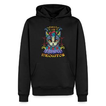 Dia De Los Meowtos Muertos Tag der Toten Halloween - Männer Premium Bio Hoodie - Schwarz - Vorne - Nico (187cm)