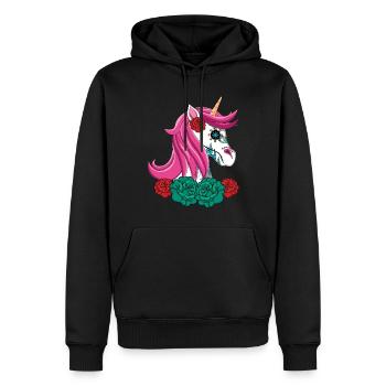 Einhorn Blumen Muertos Tag Der Toten Halloween - Männer Premium Bio Hoodie - Schwarz - Vorne - Nico (187cm)