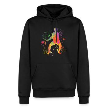 Lanceur de disque Lancer de disque Colorsplash - Sweat à capuche Premium bio Homme - noir - Devant - Nico (187cm)