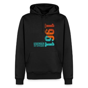 Depuis Septembre 1961 Année 1961 Rétro Vintage 1961 - Sweat à capuche Premium bio Homme - noir - Devant - Nico (187cm)