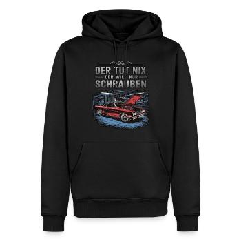 Il ne fait rien, il veut juste baiser - classique - Sweat à capuche Premium bio Homme - noir - Devant - Nico (187cm)