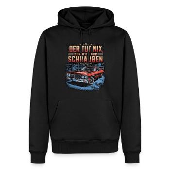 Il ne fait rien, il veut juste baiser - classique - Sweat à capuche Premium bio Homme - noir - Devant - Nico (187cm)