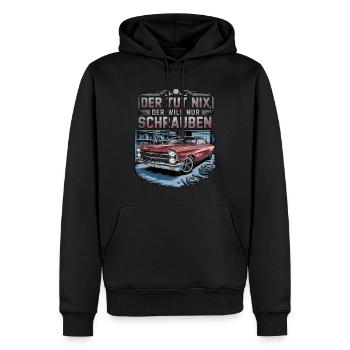 Il ne fait rien, il veut juste baiser - classique - Sweat à capuche Premium bio Homme - noir - Devant - Nico (187cm)
