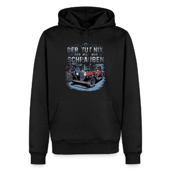 Il ne fait rien, il veut juste baiser - classique - Sweat à capuche Premium bio Homme - noir - Devant - Nico (187cm)
