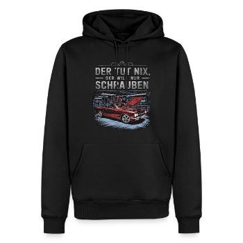 Il ne fait rien, il veut juste baiser - classique - Sweat à capuche Premium bio Homme - noir - Devant - Nico (187cm)