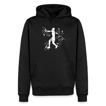Speerwurf Colorsplash Speerwurf - Männer Premium Bio Hoodie - Schwarz - Vorne - Nico (187cm)