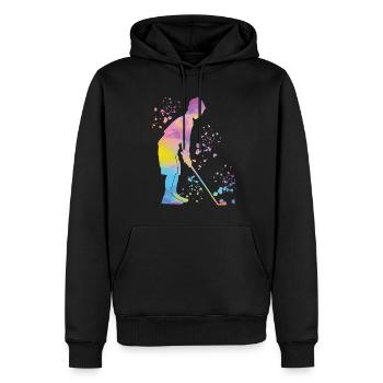 Golfer Colorsplash Kinder Miniaturgolf - Männer Premium Bio Hoodie - Schwarz - Vorne - Nico (187cm)