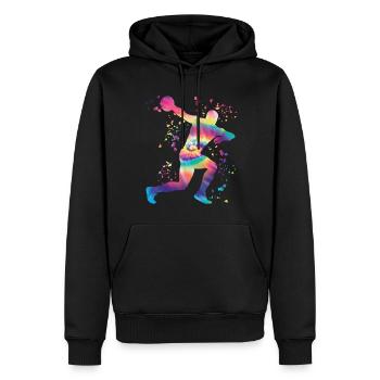 Lanceur de disque Lancer de disque Colorsplash - Sweat à capuche Premium bio Homme - noir - Devant - Nico (187cm)