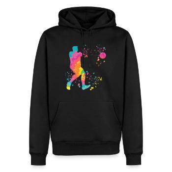 Hammerwerfer Colorsplash Hammerwerfen - Männer Premium Bio Hoodie - Schwarz - Vorne - Nico (187cm)