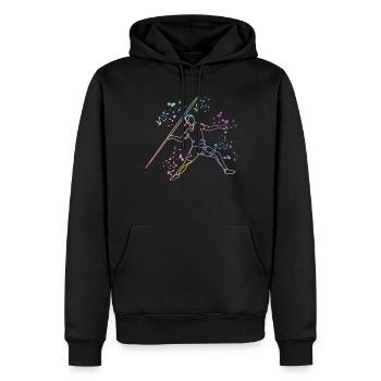 Speerwurf Colorsplash Speerwurf - Männer Premium Bio Hoodie - Schwarz - Vorne - Nico (187cm)