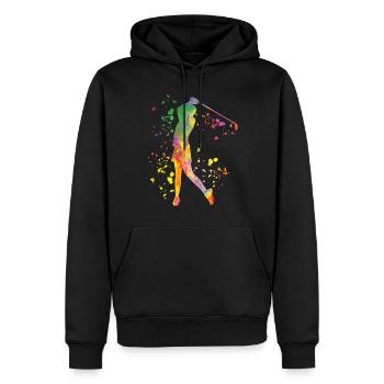 Golfer Colorsplash Kinder Miniaturgolf - Männer Premium Bio Hoodie - Schwarz - Vorne - Nico (187cm)