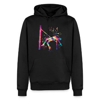 Saut en hauteur Aquarelle Saut en hauteur - Sweat à capuche Premium bio Homme - noir - Devant - Nico (187cm)