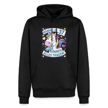 Men aged 37 and over can wear anything for their 37th birthday - Men’s Premium Organic Hoodie - black - Front - Nico (187cm)