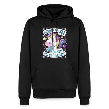 Männer Ab 41 Können Alles Tragen Zum 41.Geburtstag - Männer Premium Bio Hoodie - Schwarz - Vorne - Nico (187cm)