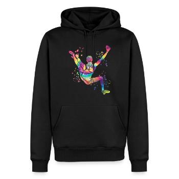 Boulderer Colorsplash Boulder Bouldering - Men’s Premium Organic Hoodie - black - Front - Nico (187cm)