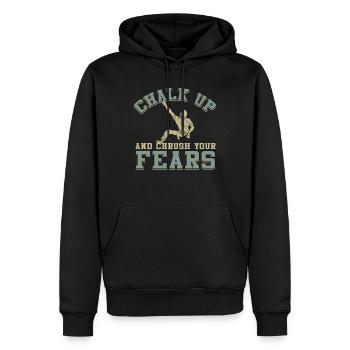 Kreide Und Zerquetsche Deine Ängste Beim Bouldern - Männer Premium Bio Hoodie - Schwarz - Vorne - Nico (187cm)