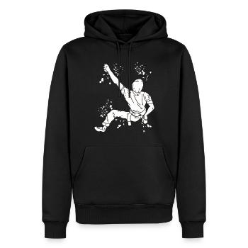 Boulderer Colorsplash Boulder Bouldering - Men’s Premium Organic Hoodie - black - Front - Nico (187cm)