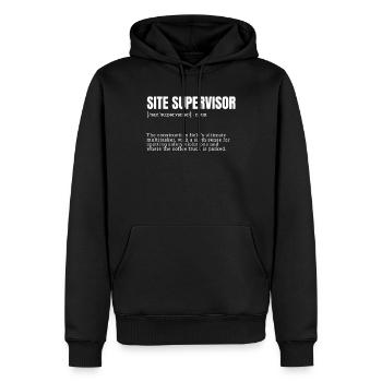 métiers, conception pour hommes, chef de chantier, - Sweat à capuche Premium bio Homme - noir - Devant - Nico (187cm)