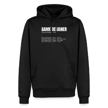 Game Designer Définition Citation humoristique - Sweat à capuche Premium bio Homme - noir - Devant - Nico (187cm)
