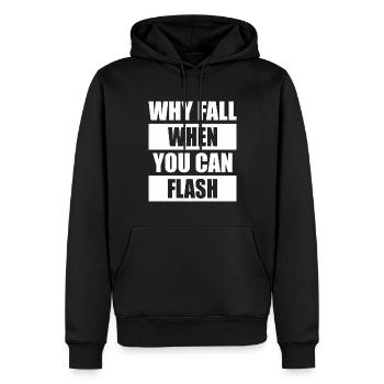 Pourquoi tomber quand on peut flasher des rochers - Sweat à capuche Premium bio Homme - noir - Devant - Nico (187cm)
